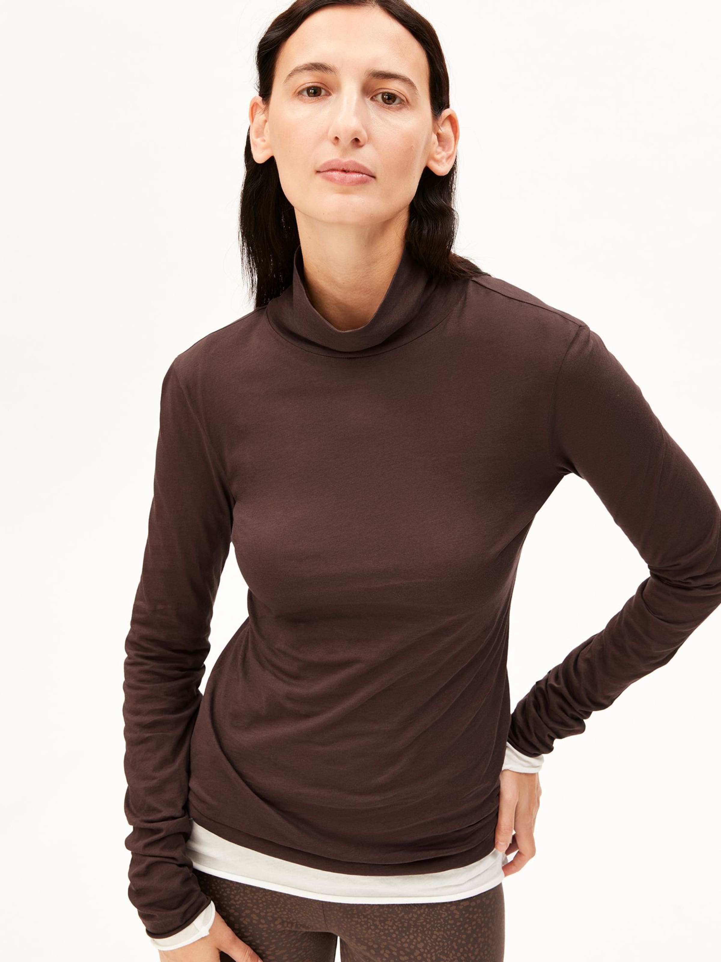 ARMEDANGELS Longsleeve 'GRAZILIANAA' SOFT in Braun: Vorderseite