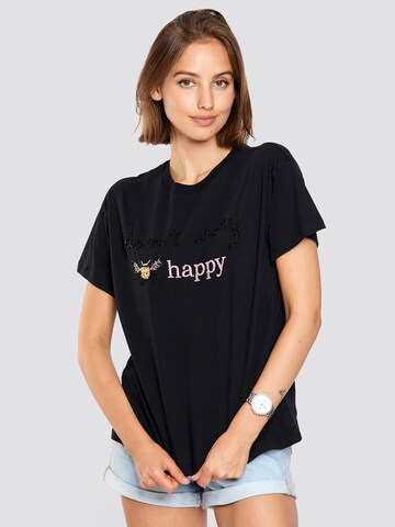 FRESHLIONS Shirt ' Happy ' in Schwarz: predná strana