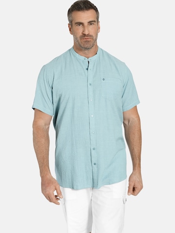 Charles Colby Comfort fit Button Up Shirt ' Duke Carrey ' in Blue