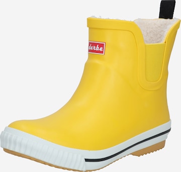 Derbe Rubber boot 'Wattpuuschen Pelz' in Yellow: front
