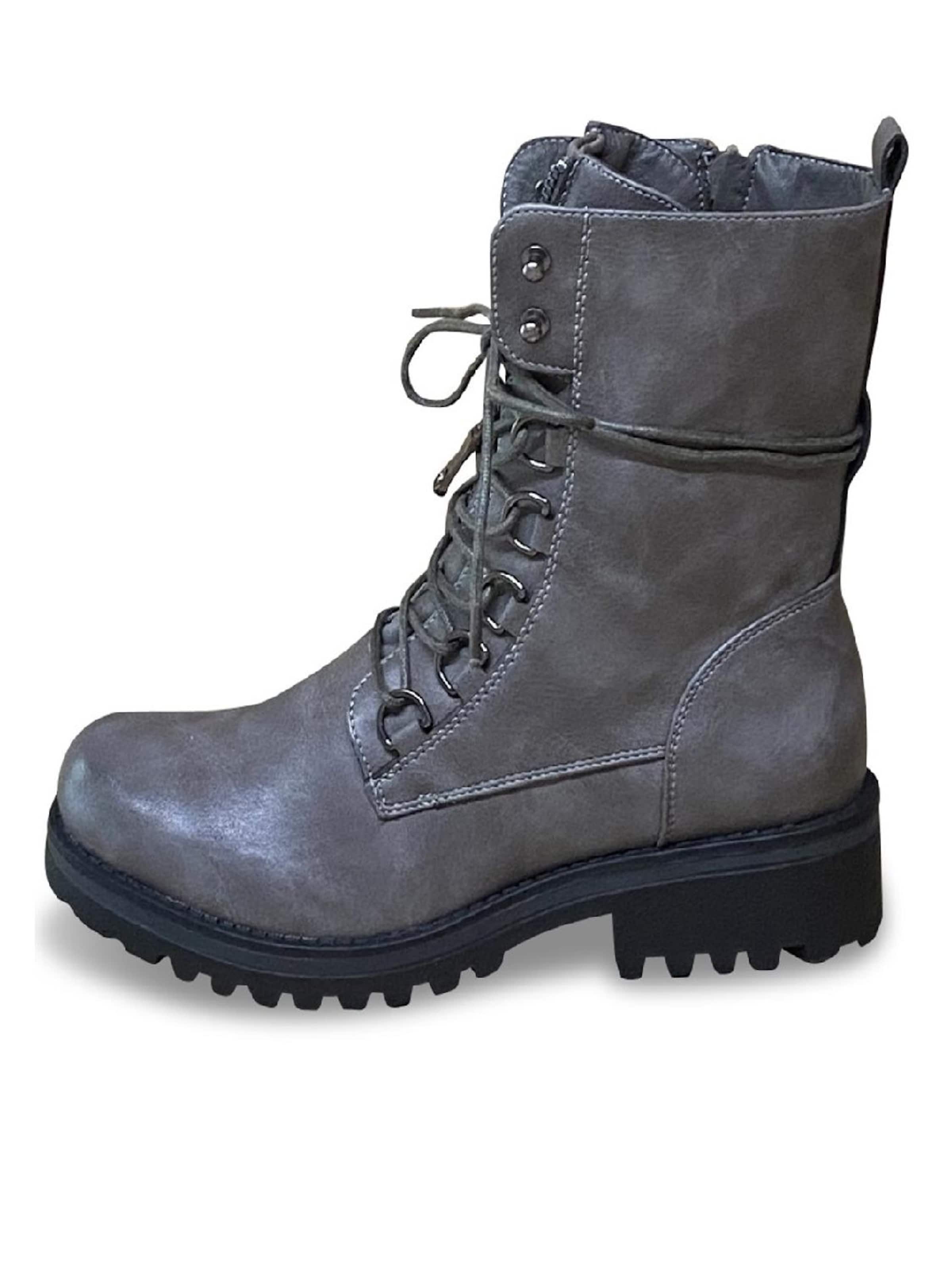 Pogolino Boots 'Damen Stiefeletten Schnürer Boots Stiefel ST601' in Grey: front