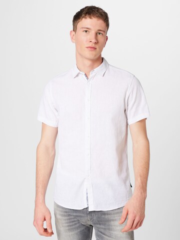 INDICODE JEANS Regular fit Button Up Shirt 'Massimo' in White: front