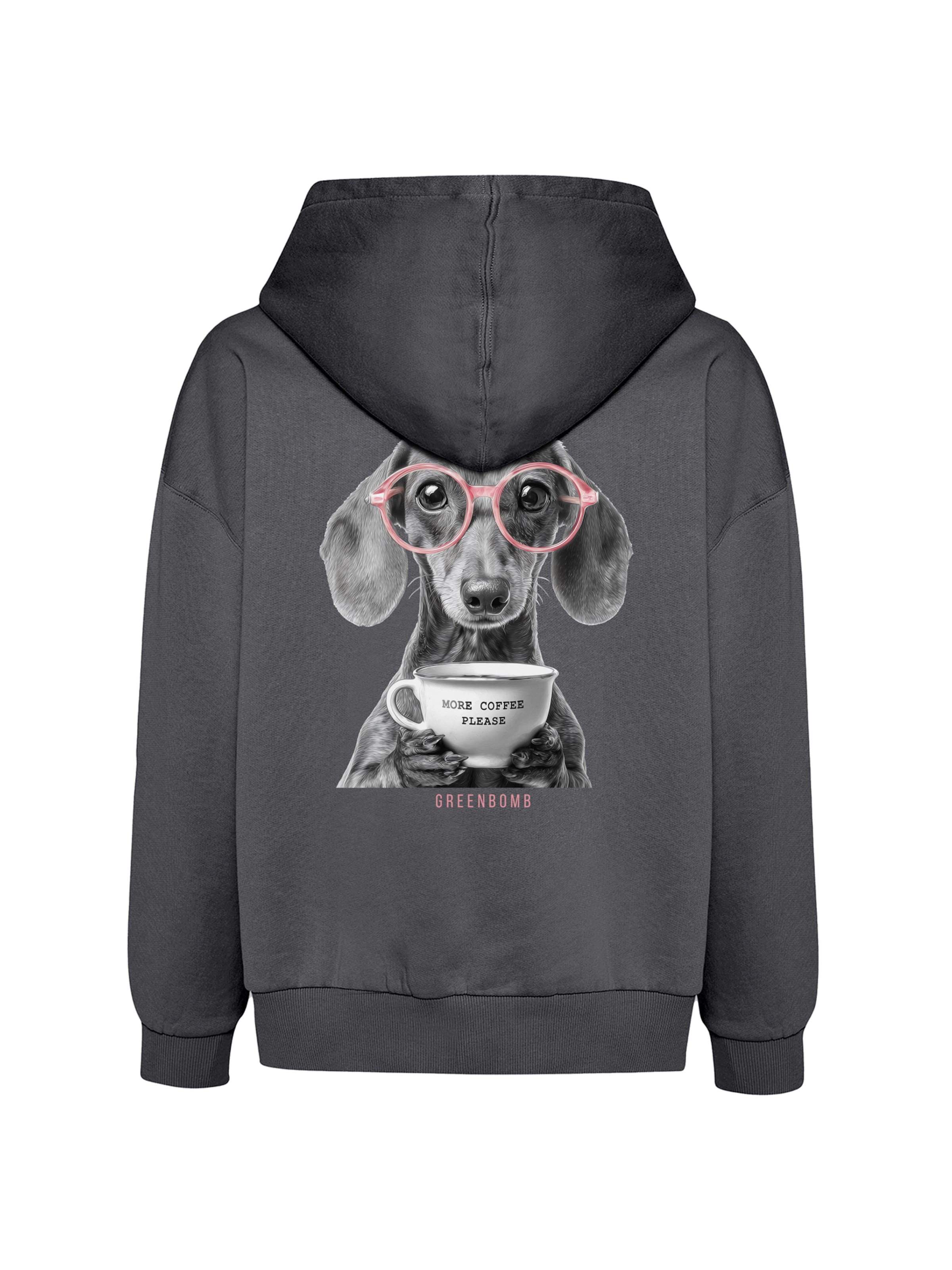 Felpa ' Mello Dog Coffee ' di GREENBOMB in grigio: frontale