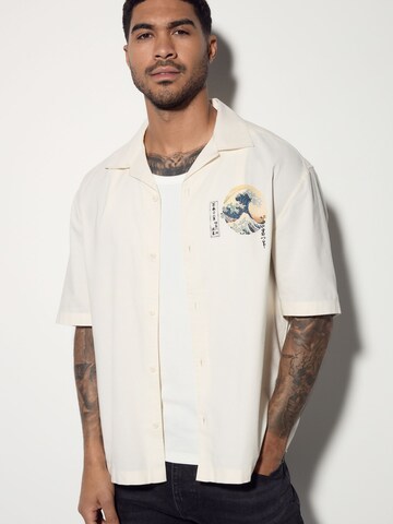 Next Regular fit Button Up Shirt in Beige