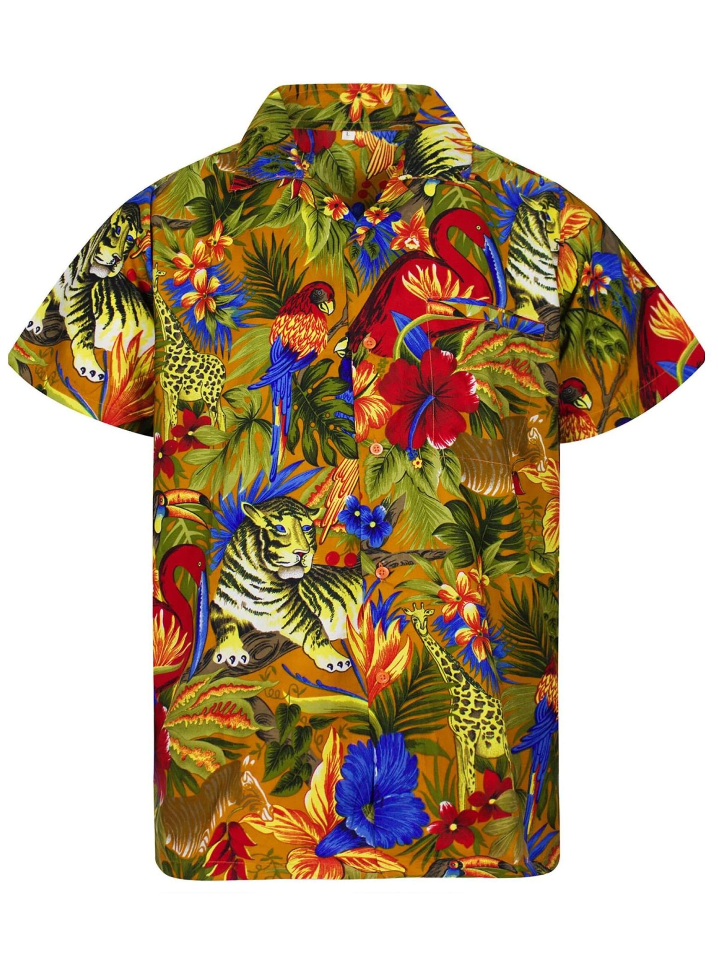 King Kameha Shirt 'Jungle' in Geel: voorkant