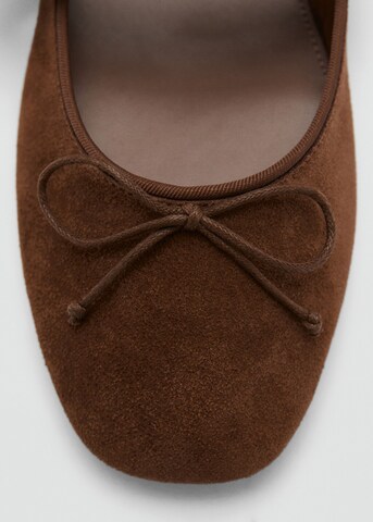 MANGO Ballet Flats with Strap 'Gift' in Brown