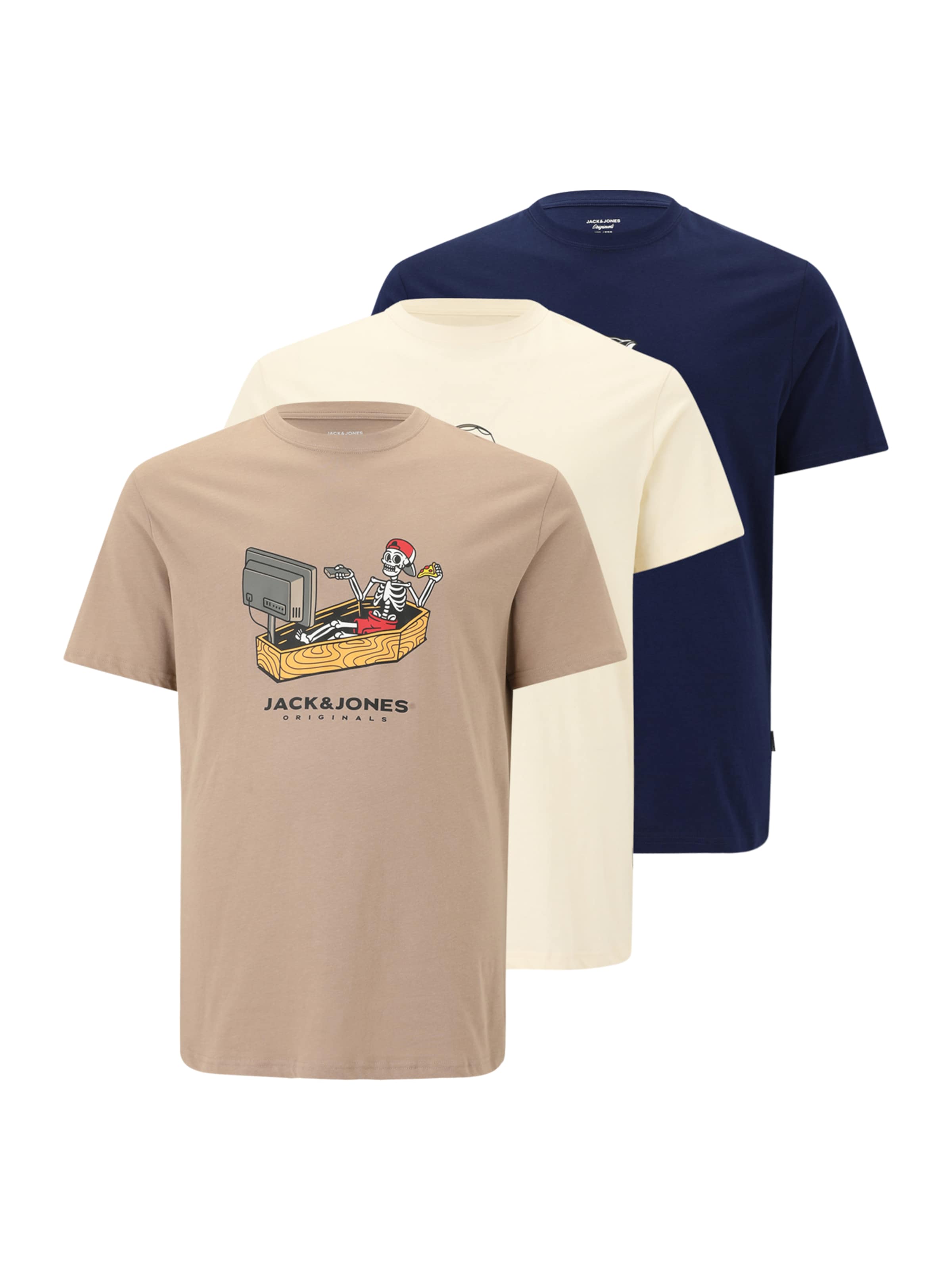 Jack & Jones Plus Koszulka 'JORSKULL' w kolorze beżowy: przód