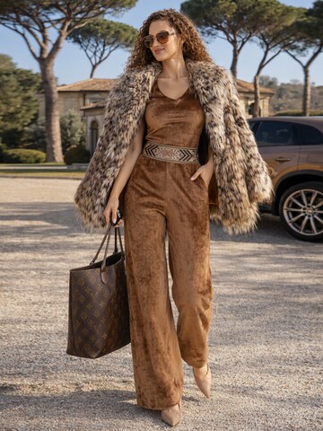 JIORO Wide leg Broek 'ESSENTIALS' in Beige