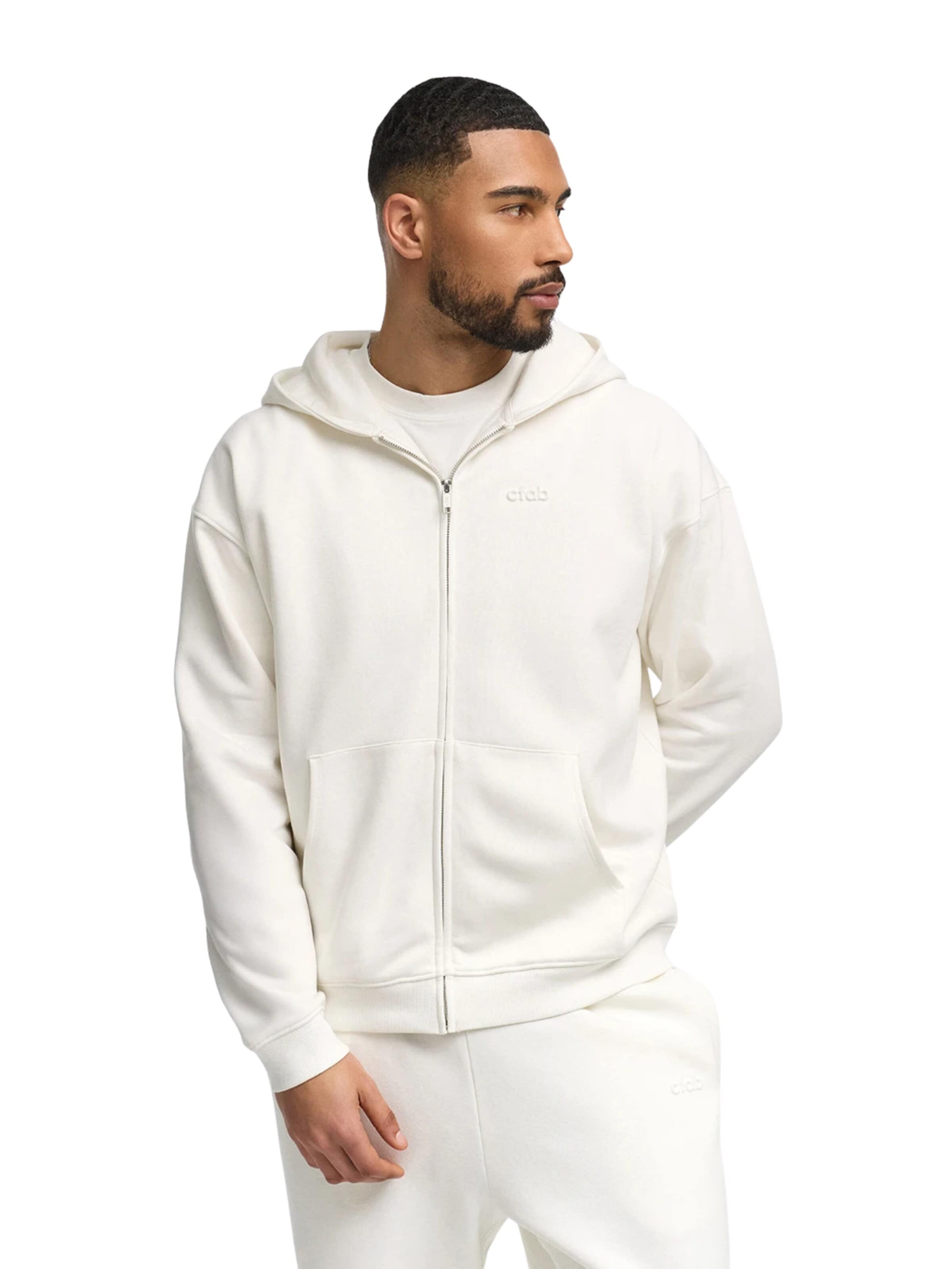 Sweat-shirt 'Relaxed Zip' cfab (formerly creamy fabrics) en blanc