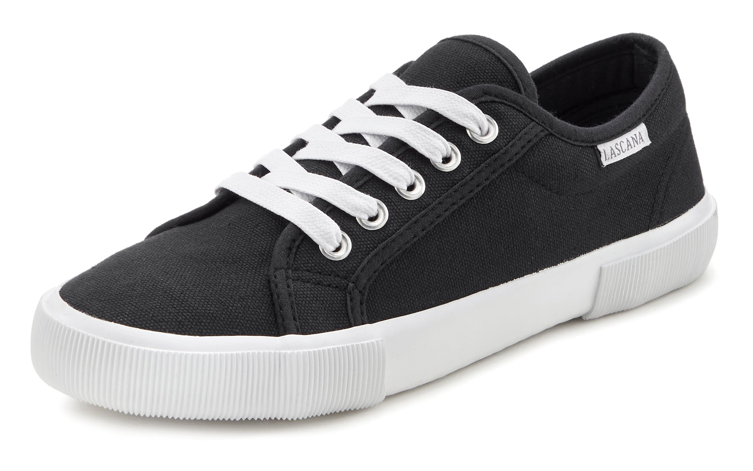 Sneaker low de la LASCANA pe negru: față