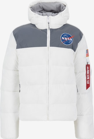 ALPHA INDUSTRIES Преходно яке 'HP NASA' в бяло: отпред