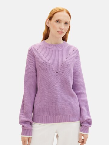 TOM TAILOR DENIM Sweater in Purple: front