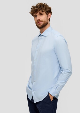 s.Oliver BLACK LABEL Slim fit Button Up Shirt in Blue: front