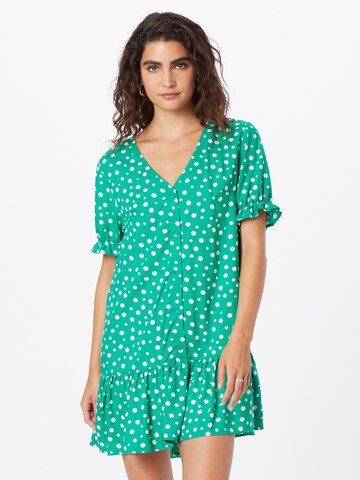 Monki - Vestido camisero en verde: frente