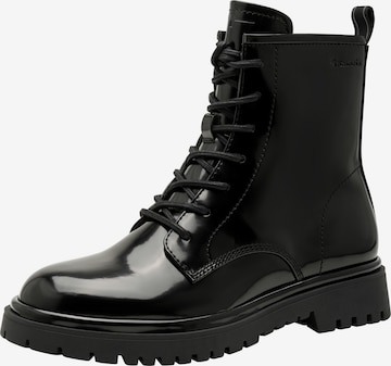 Tamaris Lace-Up Ankle Boots in Black: front