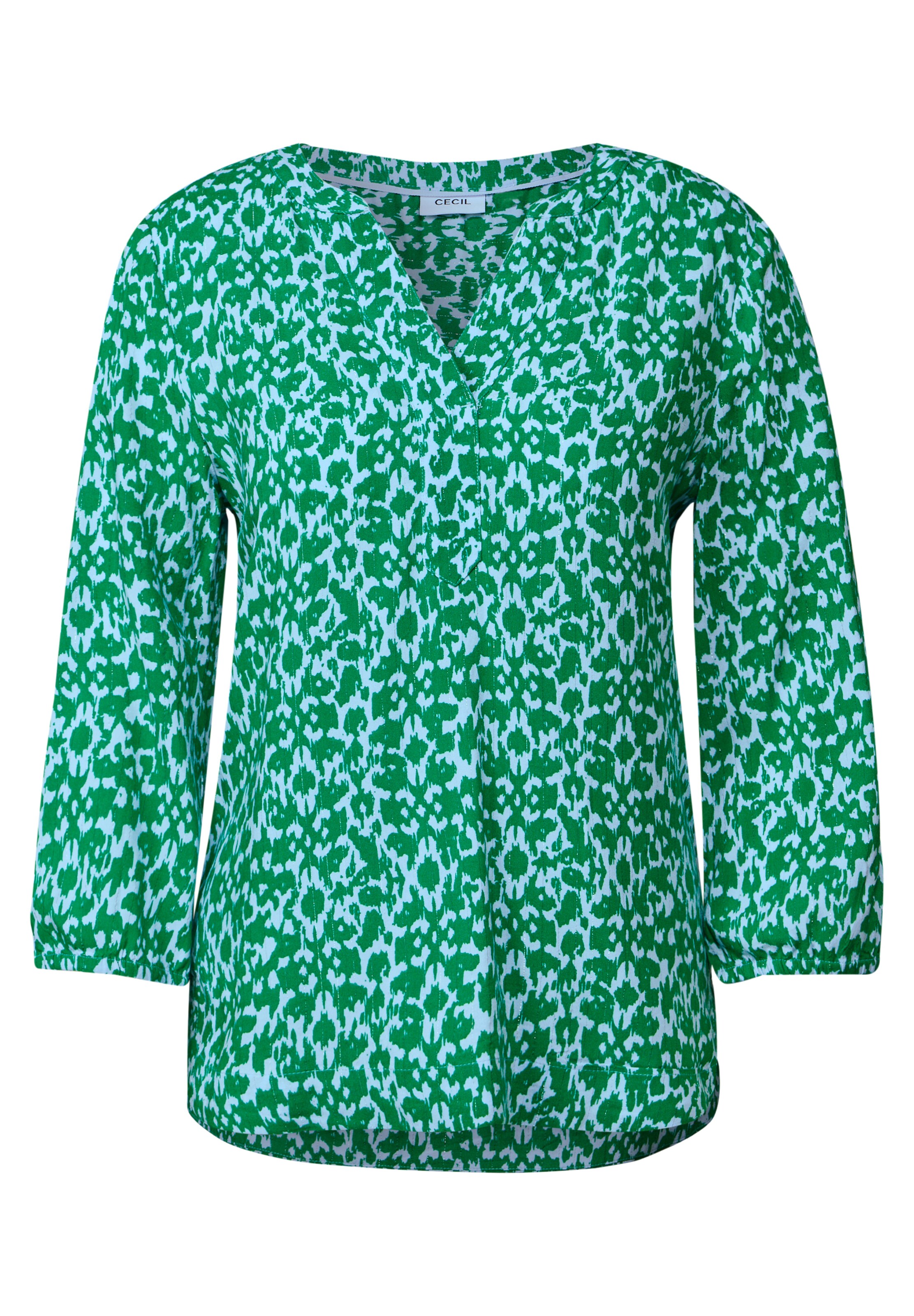 CECIL Print-Bluse mit Glitzer in Blau: Vorderseite