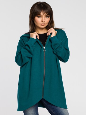 BeWear - Sudadera con cremallera en verde: frente
