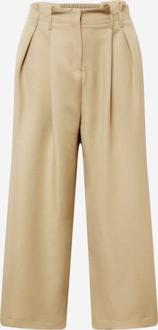 River Island Plus - Pierna ancha Pantalón plisado en verde: frente