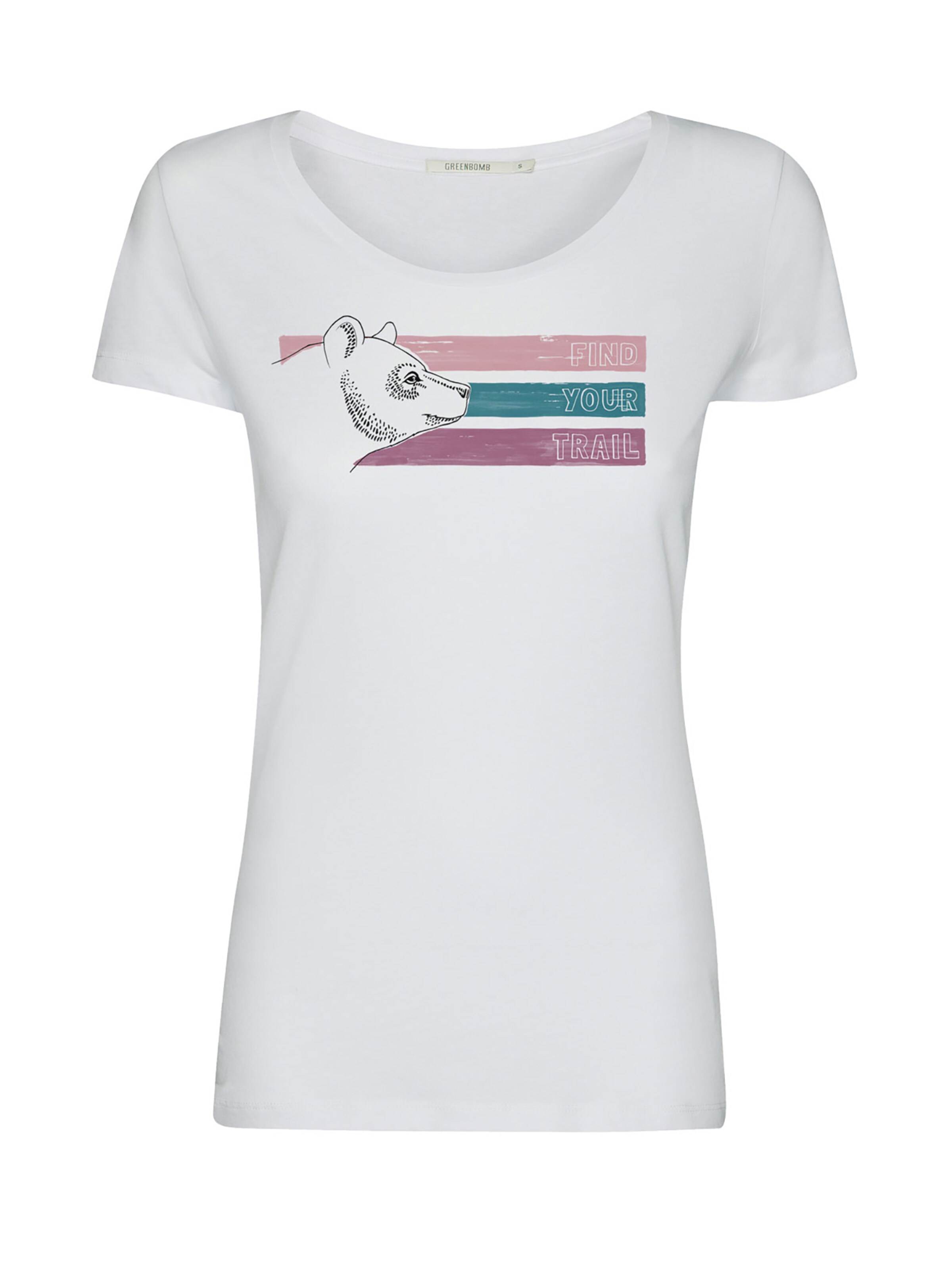 GREENBOMB Shirt 'Animal Bear Trail' in White: front