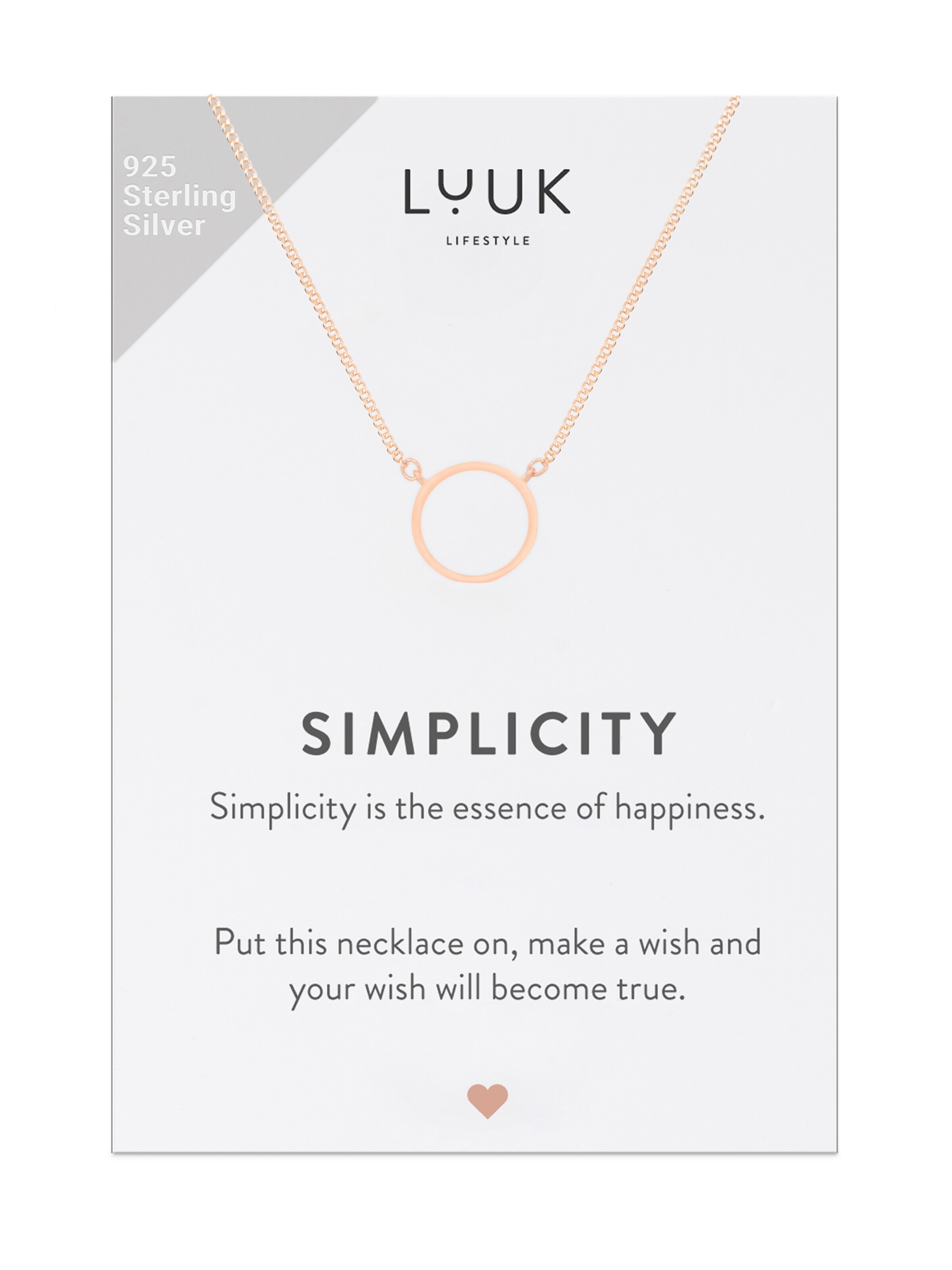 LUUK LIFESTYLE Necklace 'LUUK LIFESTYLE Halskette "Ring" Sterling Silber' in Gold: front