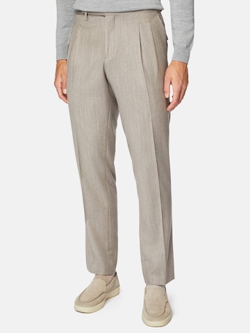 Coupe slim Pantalon à plis Boggi Milano en beige : devant