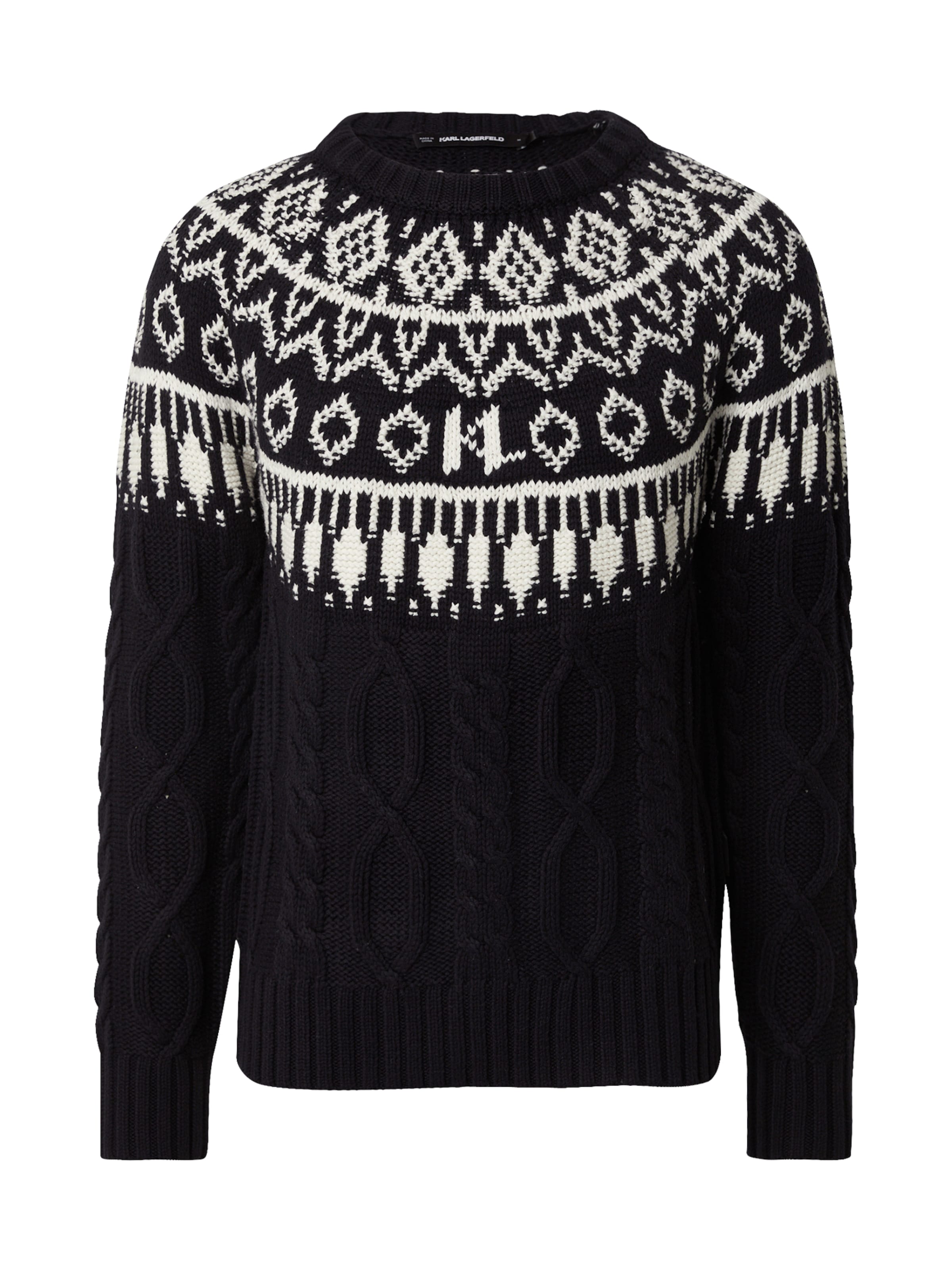Karl Lagerfeld - Pullover 'Fairisle' em preto: frente