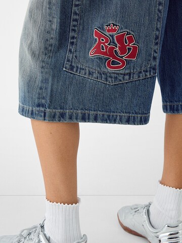 Bershka Zvonové kalhoty Džíny – modrá