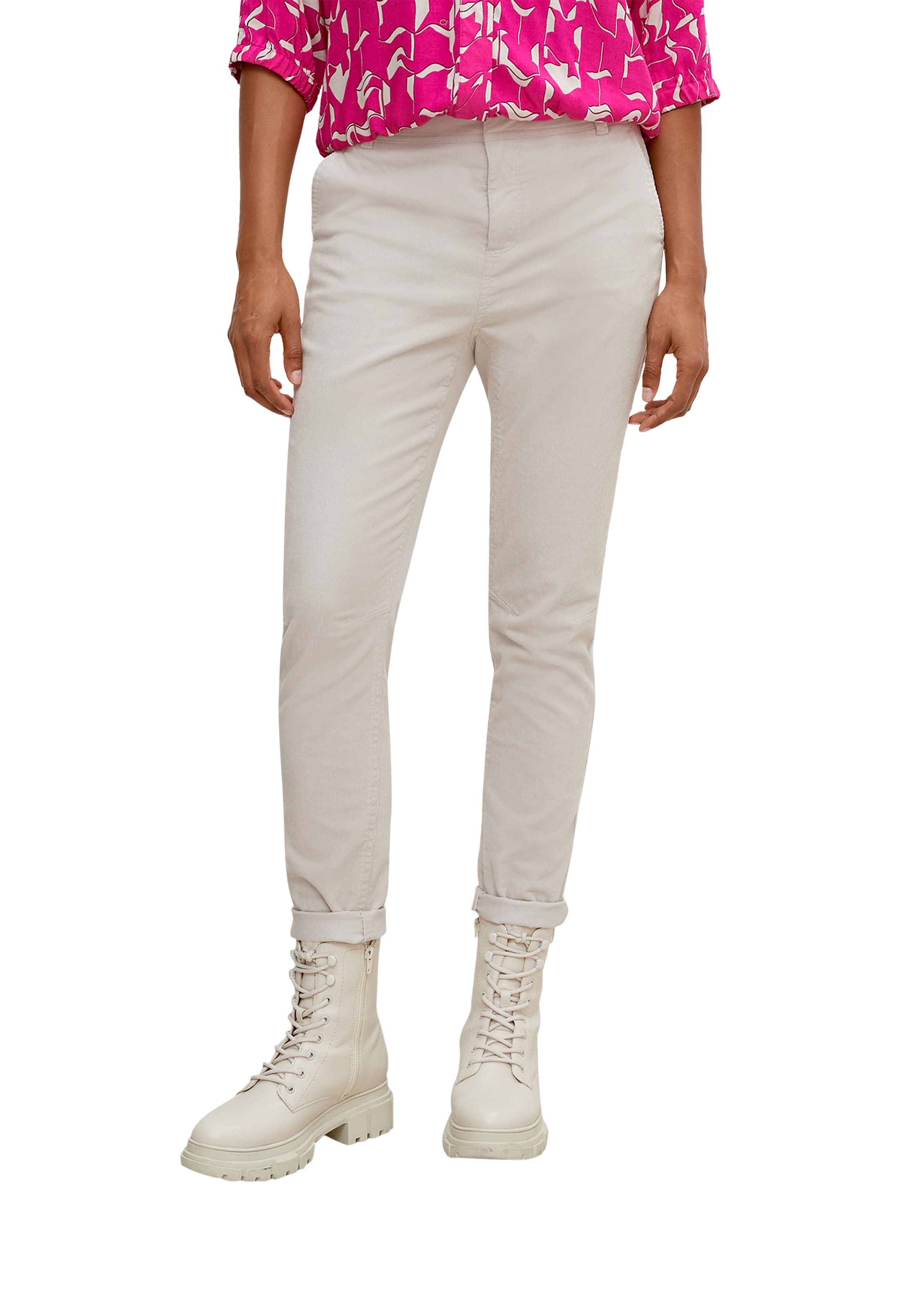 comma casual identity Slimfit Broek in Beige: voorkant