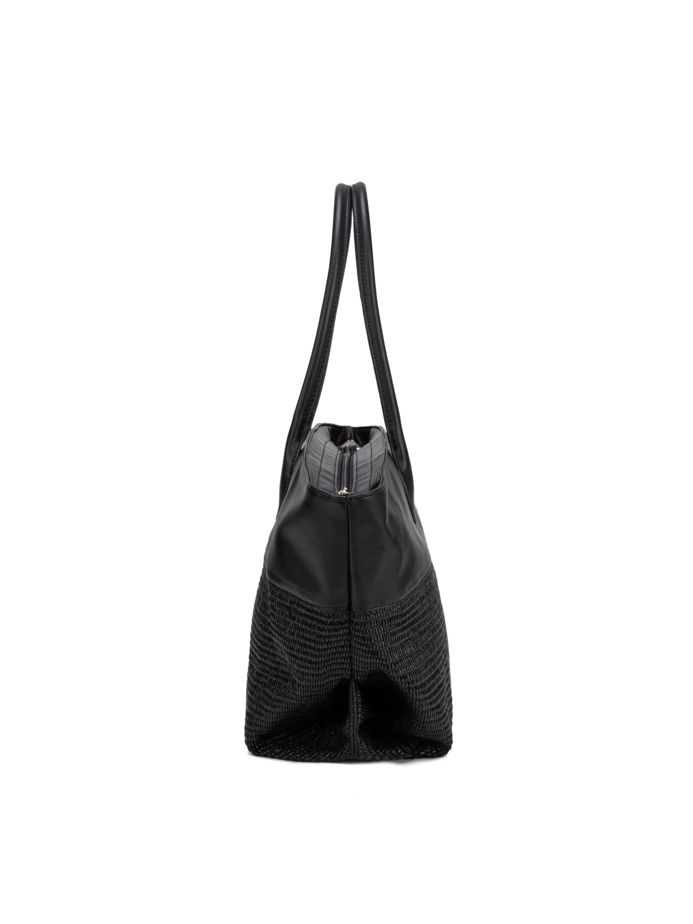 Borsa a spalla 'Borsa Shopper David Jones Bicolore Ecopelle e Tessuto Intrecciato' di David Jones in nero