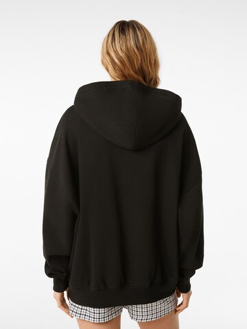 Bershka Zip-Up Hoodie in Black