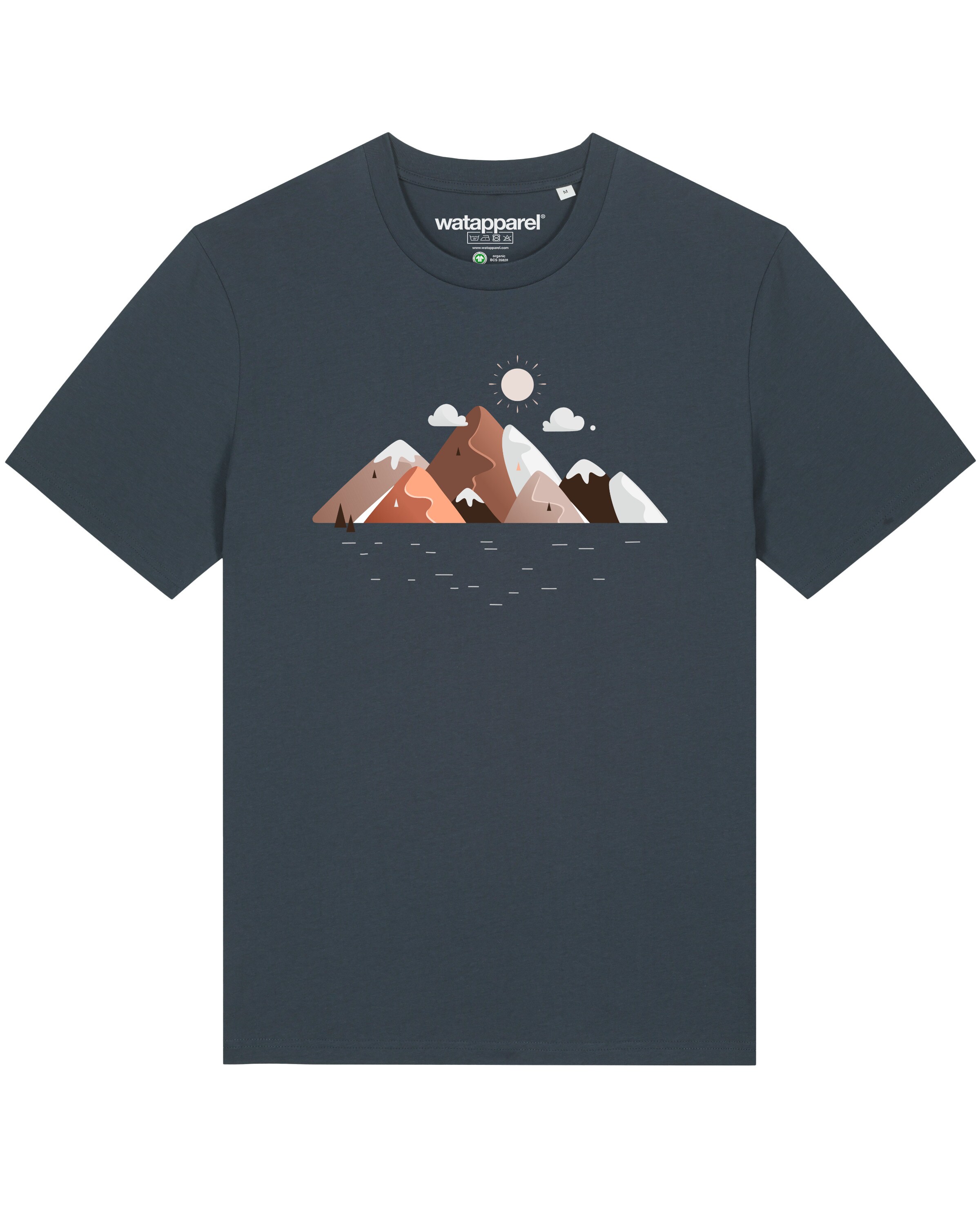 Watapparel Shirt ' Mountains & Moon ' in Grijs: voorkant