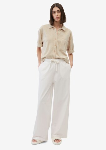 Marc O'Polo Szeroka nogawka Spodnie w kolorze biały