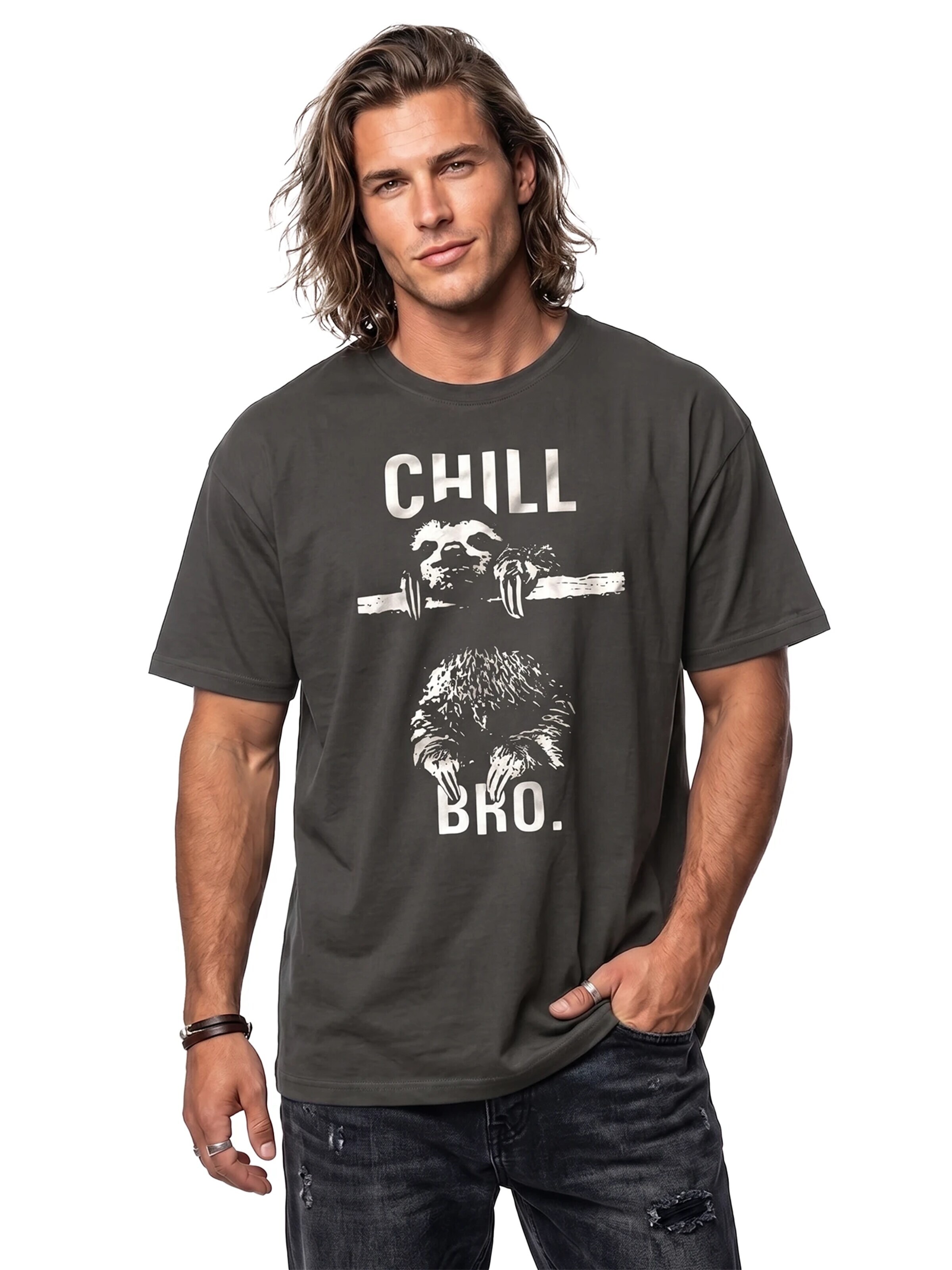 MAKAYA Shirt 'Chill Bro.' in Grey