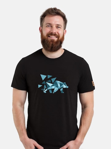 FORSBERG Shirt 'Mikkelson T-Shirt mit Polygonbär'‌‌ in Schwarz: Vorderseite