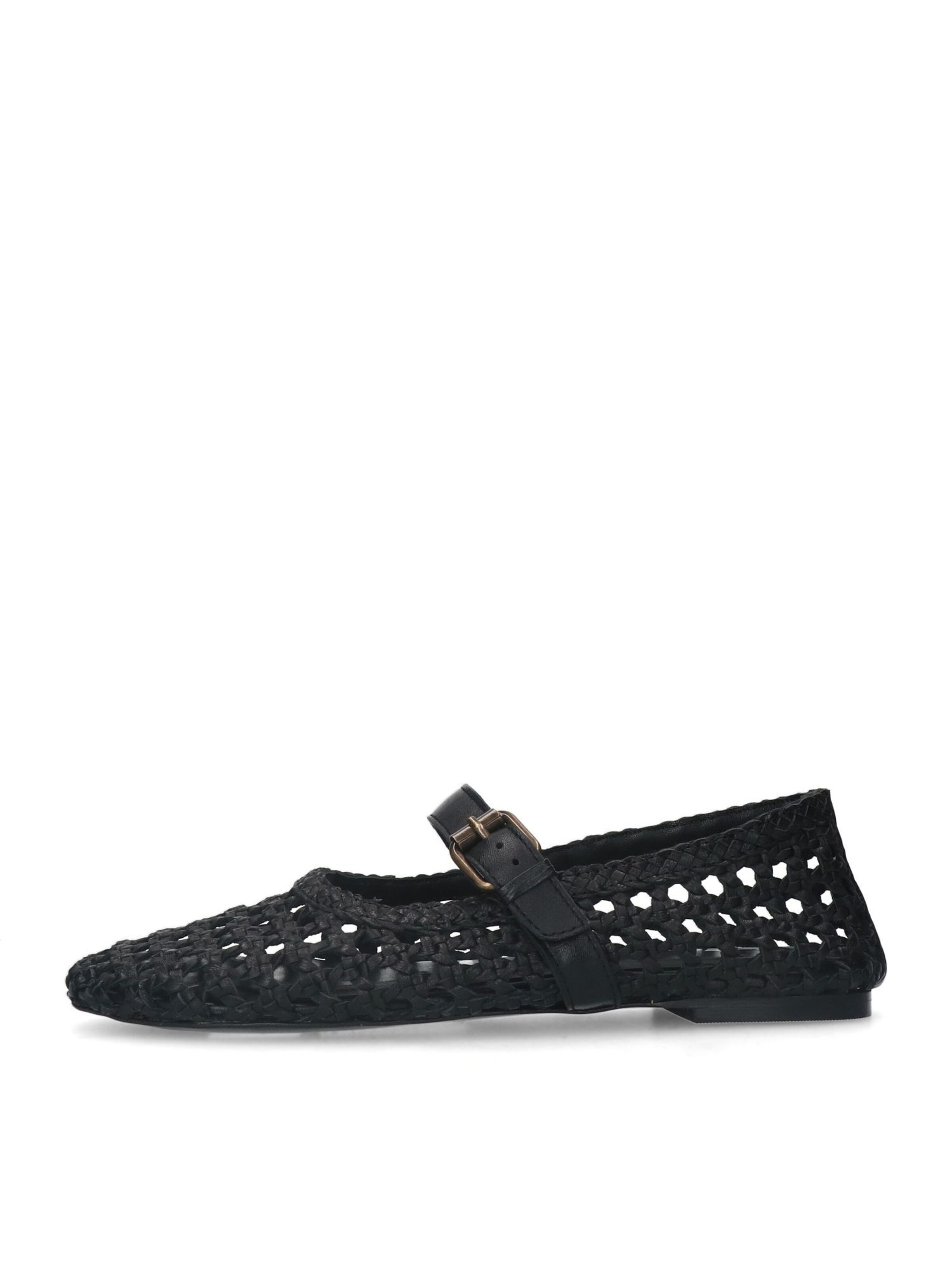 SACHA Ballet Flats with Strap in Black