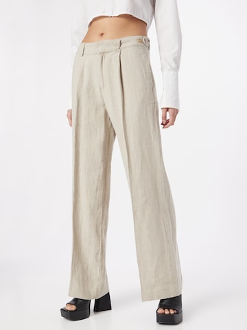 Line of Oslo Loose fit Trousers with creases 'Moon' in Beige: front