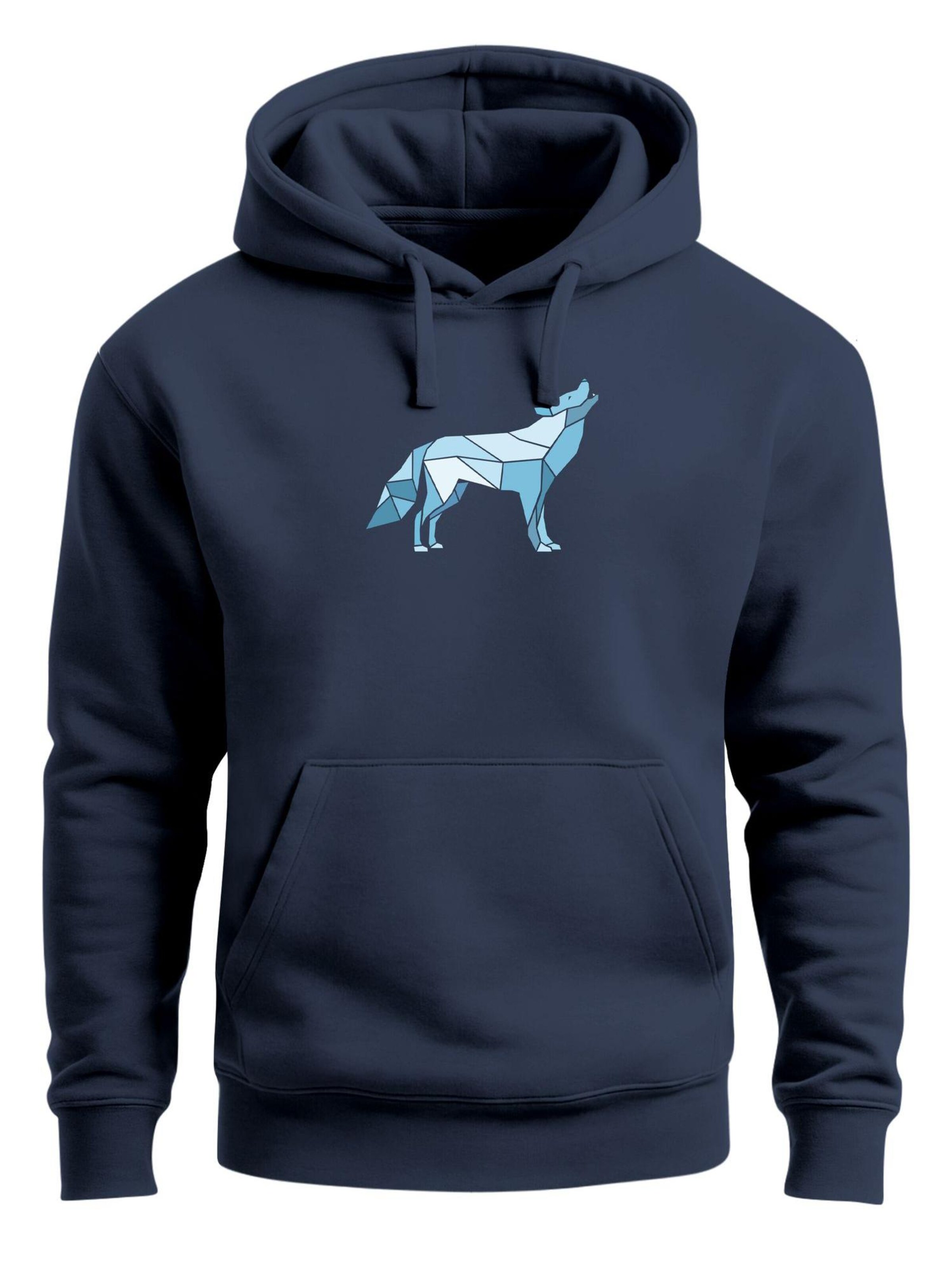 Neverless Sweatshirt 'Polygon Wolf Blau'‌‌‌‌‌‌‌‌‌ in Blau: Vorderseite