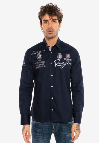 Redbridge Slim fit Button Up Shirt in Blue: front