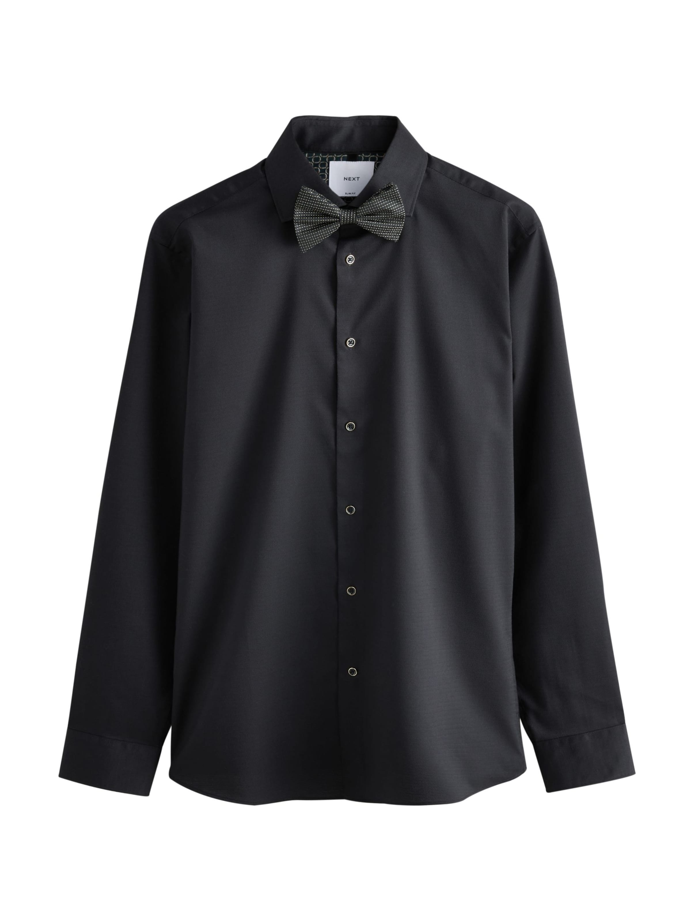 Next Slim fit Button Up Shirt in Black: front