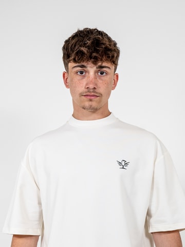 leon aguila Shirt 'Cream Embroidered Tee' in Beige