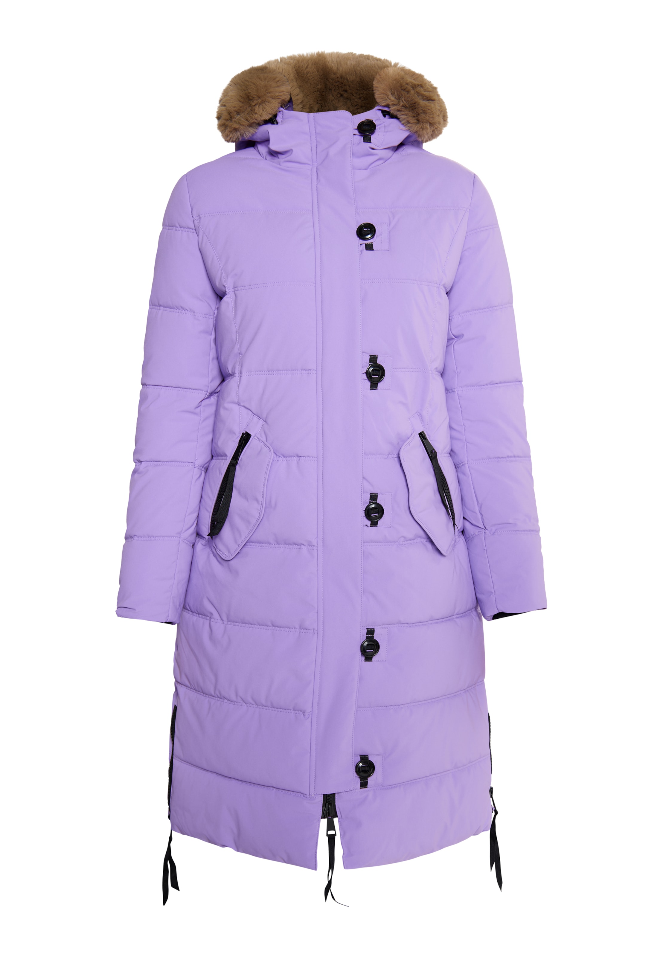 MYMO Pitkä talvitakki värissä lila: etupuoli