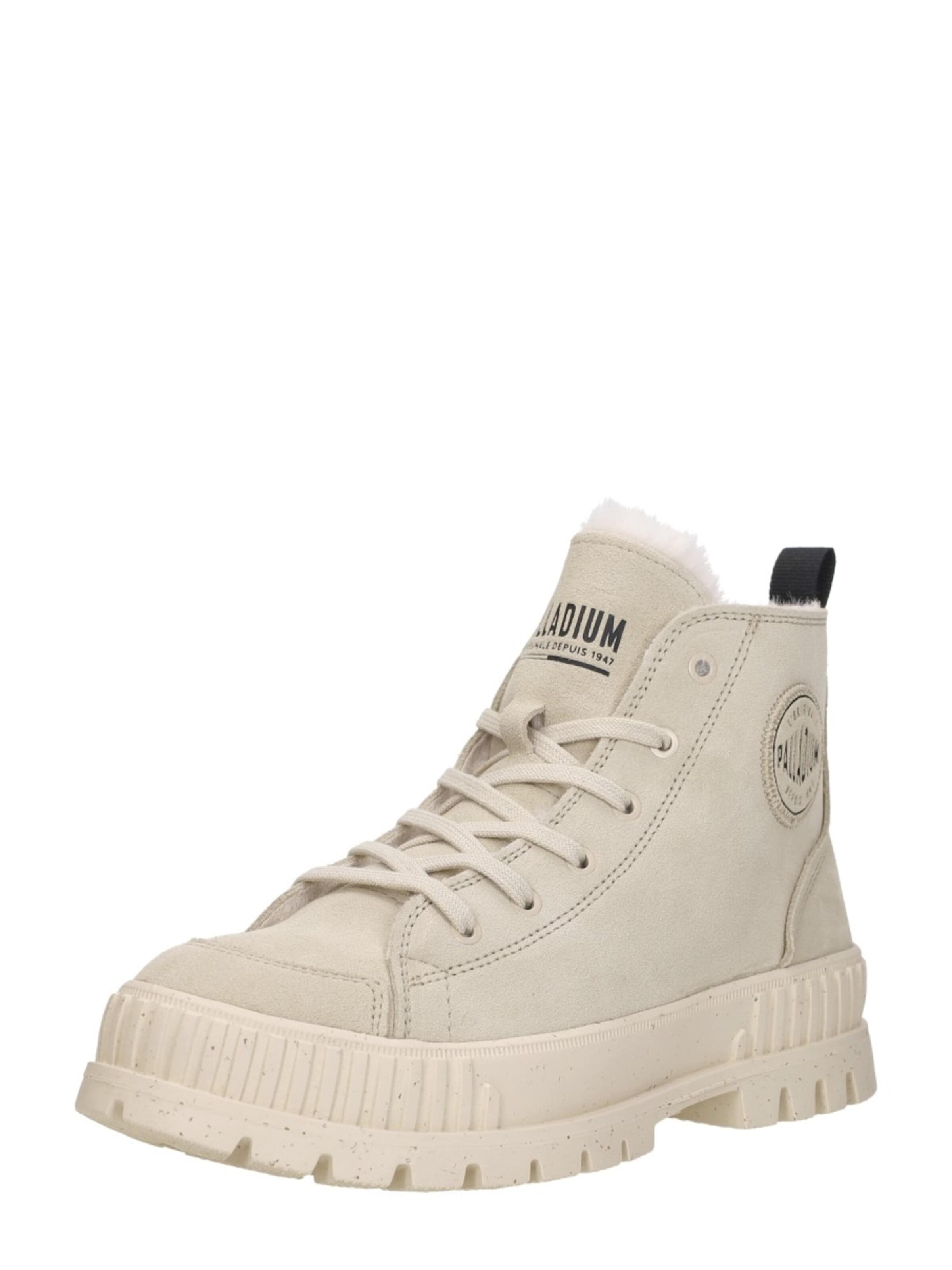 Palladium Lace-up bootie 'Pallashock Zip Warm' in Beige