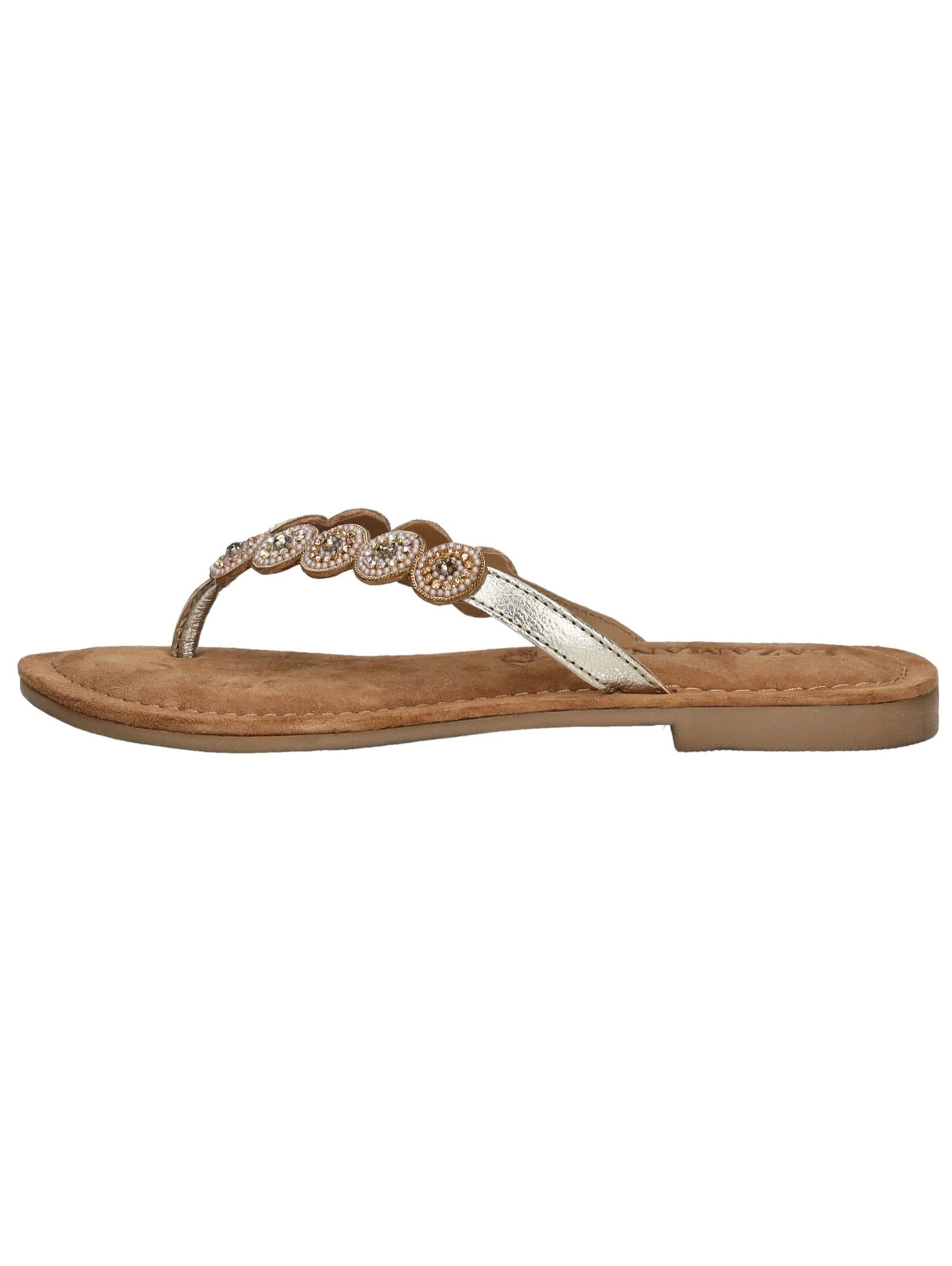 LAZAMANI T-Bar Sandals in Gold