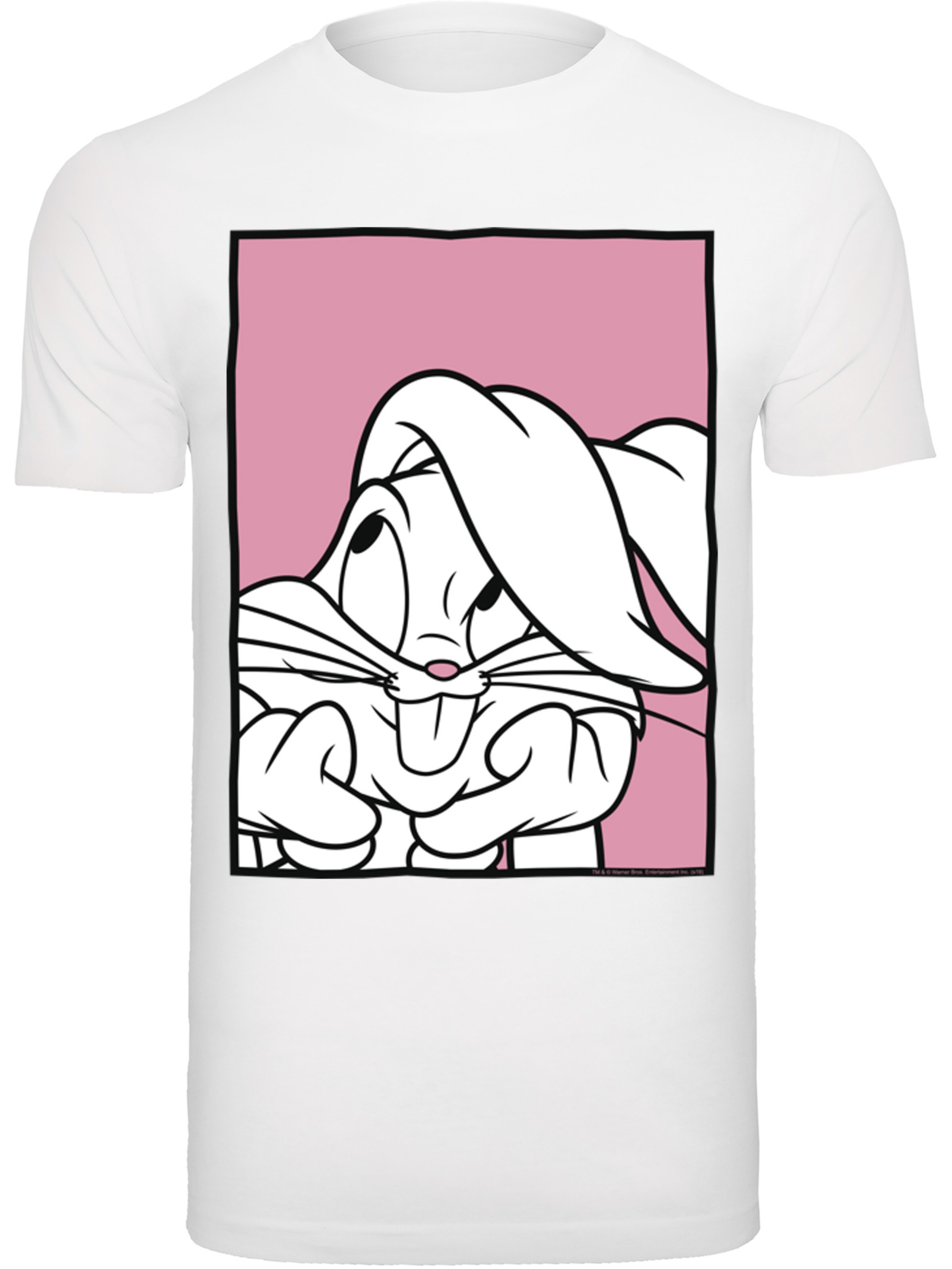 F4NT4STIC Shirt 'Looney Tunes Bugs Bunny Adore' in Wit: voorkant