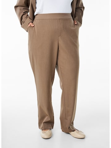 Zizzi Regular Trousers 'Evina' in Brown: front