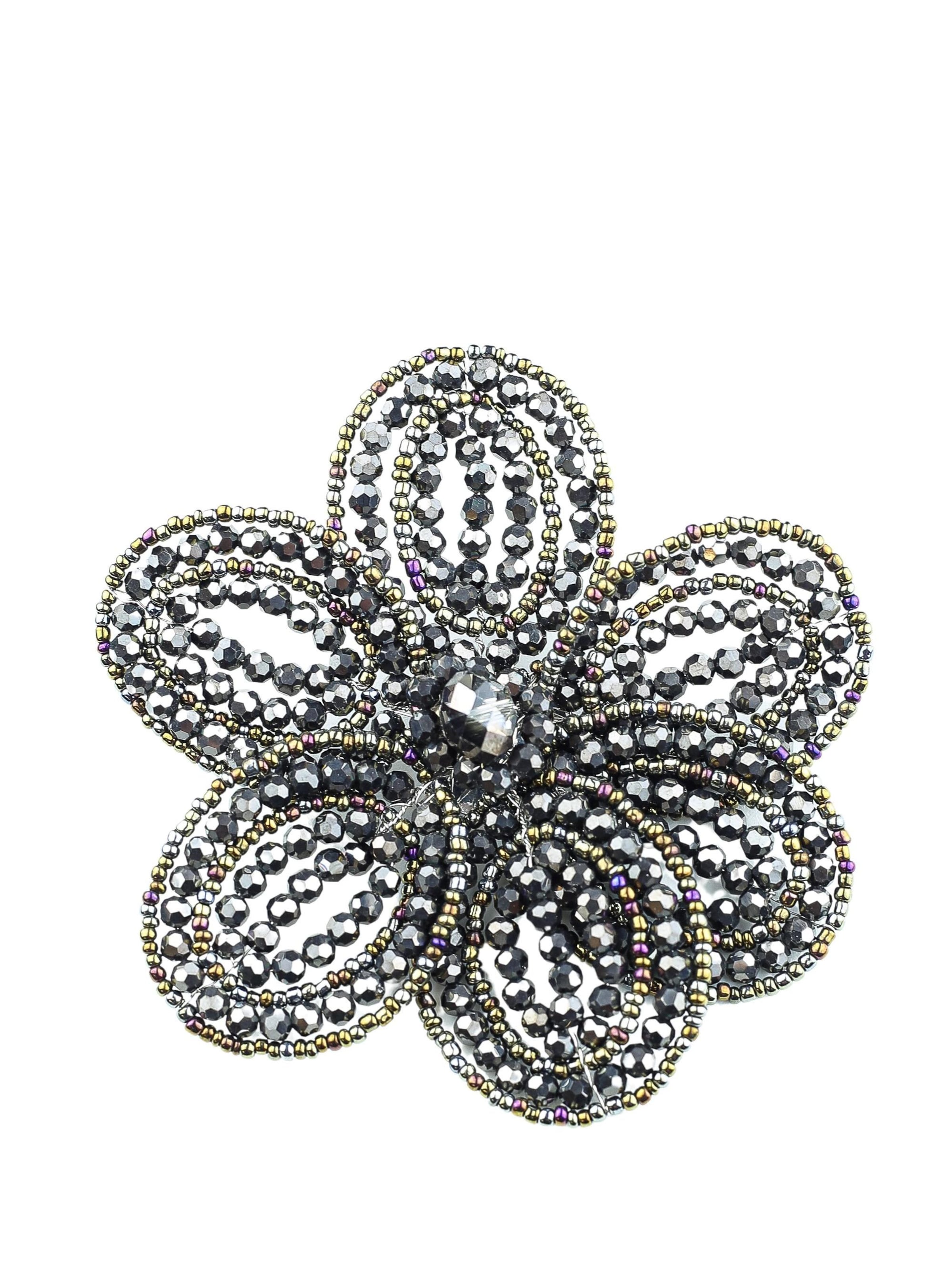 COLLEZIONE ALESSANDRO Brosche 'Blume'‌‌‌ in Schwarz: Vorderseite