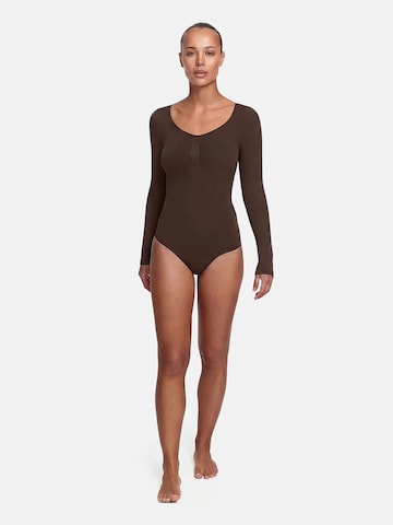 cfab Shapingbody 'Bodysuit Sculpting Shapewear Longsleeve mit Slip' i brun