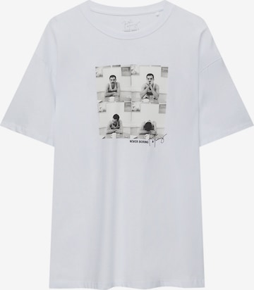 T-Shirt Pull&Bear en blanc : devant