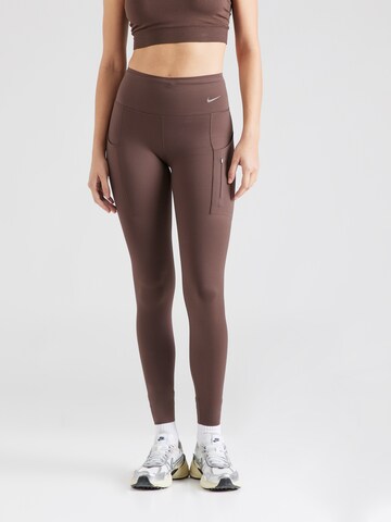 NIKE Skinny Sports trousers in Brown: front