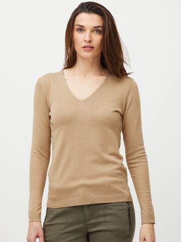 PULZ Jeans Pullover ' SARA ' in Beige: Vorderseite